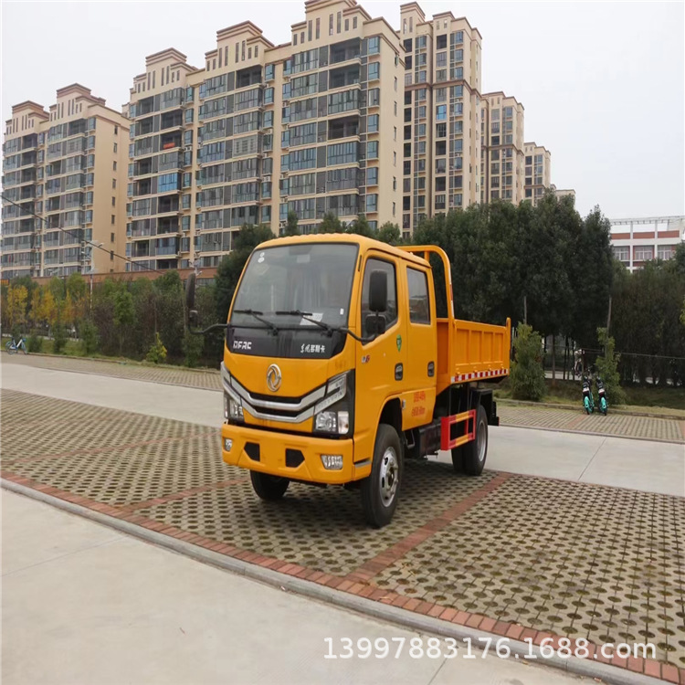 国六东风双排座自卸车厂家直销 蓝牌自卸垃圾车 蓝牌公路养护车