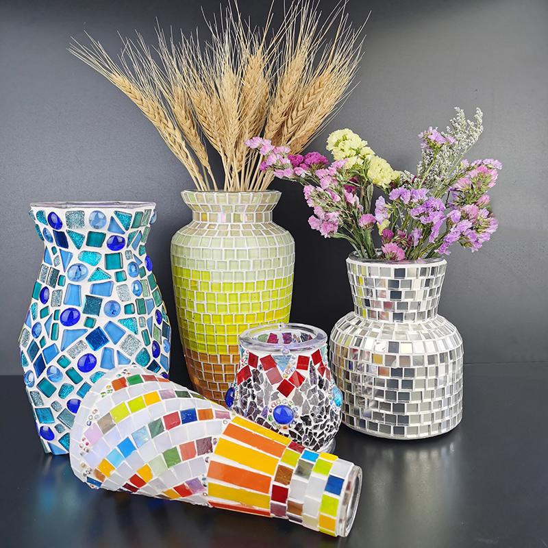 手工diy 马赛克玻璃花瓶材料包简约装饰居家幼儿园亲子活动自制作