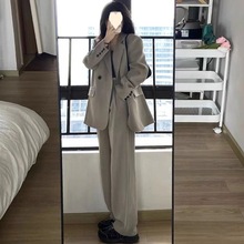 灰色西装外套女2024春秋新款百搭韩系宽松小西服套装上衣