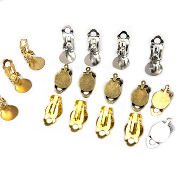 diy耳饰配件无耳洞耳夹带吊孔儿童青蛙夹可粘贴 手工耳环饰品配件