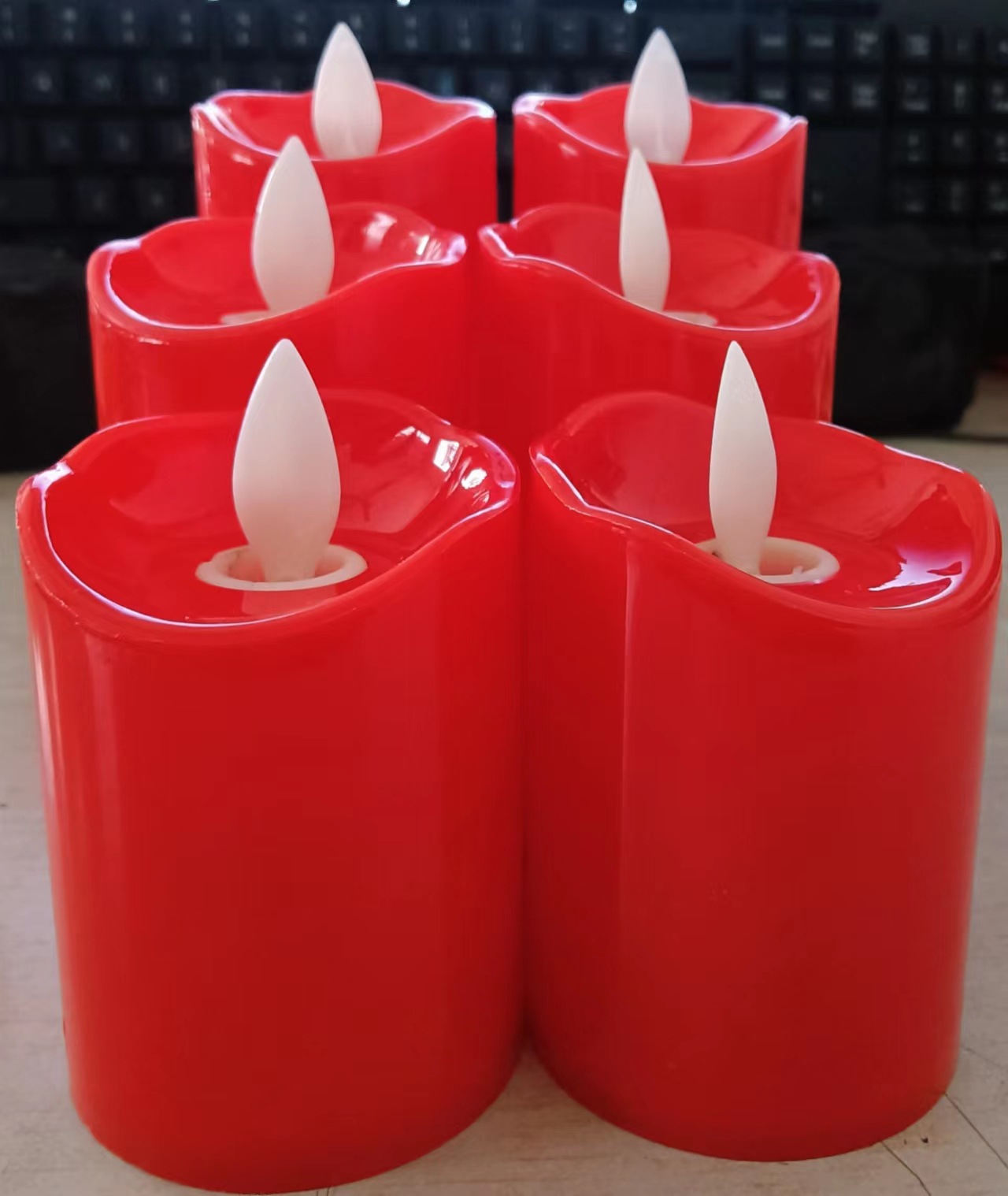 LED Electric Candle Lamp Plastic Diameter 5cm Scene Layout Creative Pattern Swing Wave Simulation Candle