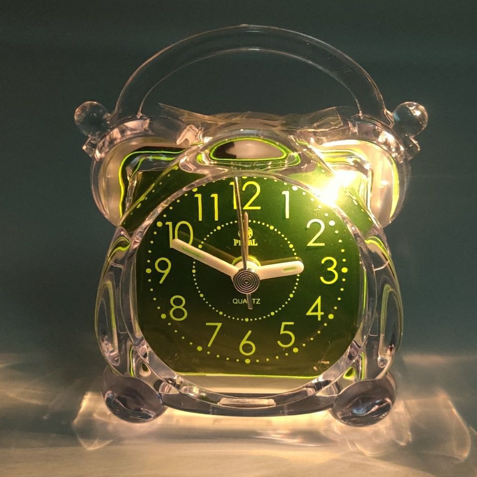 创意静音小闹钟水晶床头贪睡闹铃夜光灯闹表