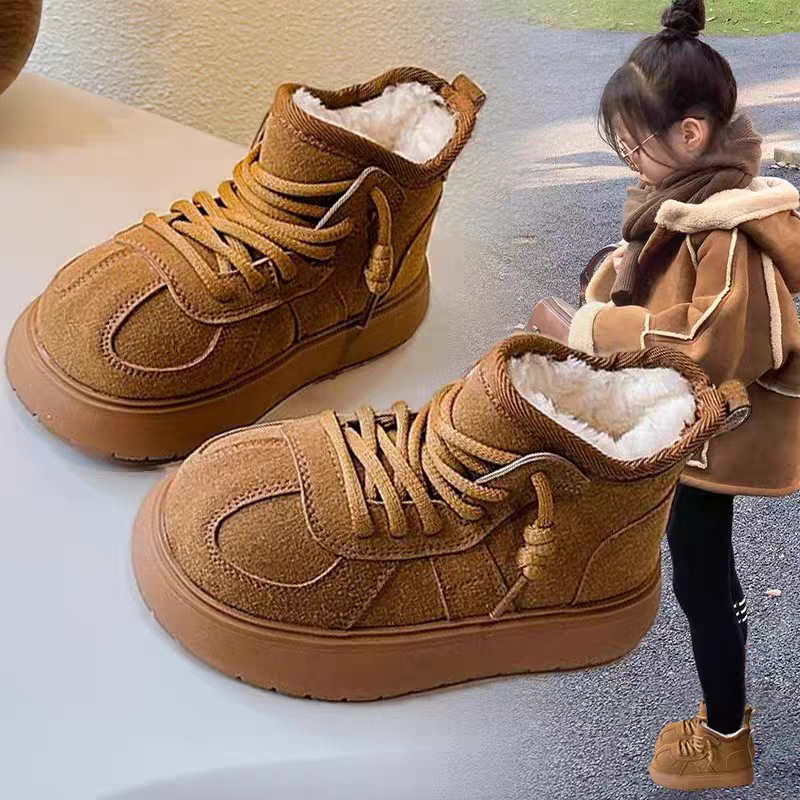 儿童雪地靴2025冬季新款加绒女童面包鞋男童保暖大棉鞋加厚冬鞋潮