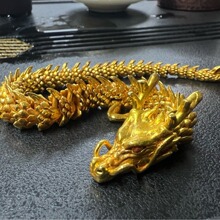 黄铜金龙摆件手把件绕手双龙立体仿真中国龙桌面装饰工艺品