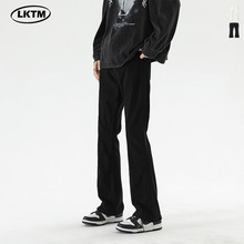 LKTM男装#美式弹力修身微喇裤男高级感夏季薄款潮牌百搭牛仔长裤