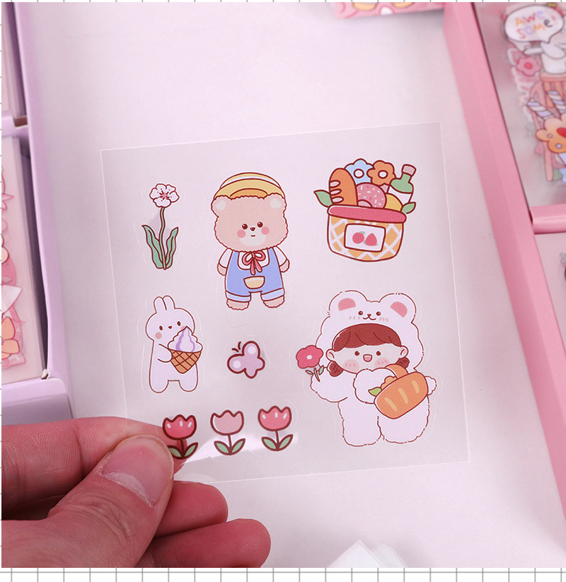 小红伞100张卡通可爱手帐贴纸礼盒素材贴画咕卡ins手账贴纸批发