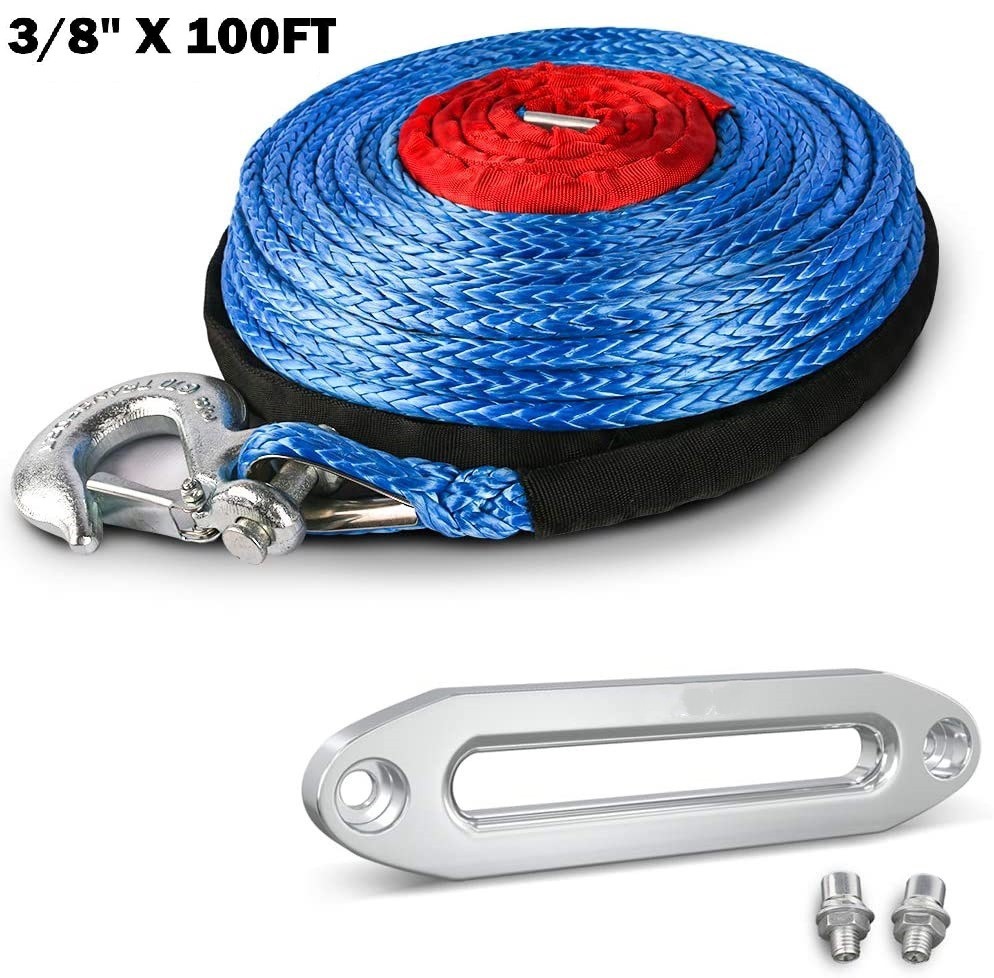 3/8 inchx100feet synthetic winch rope绞盘绳cable sk75 uhmwpe
