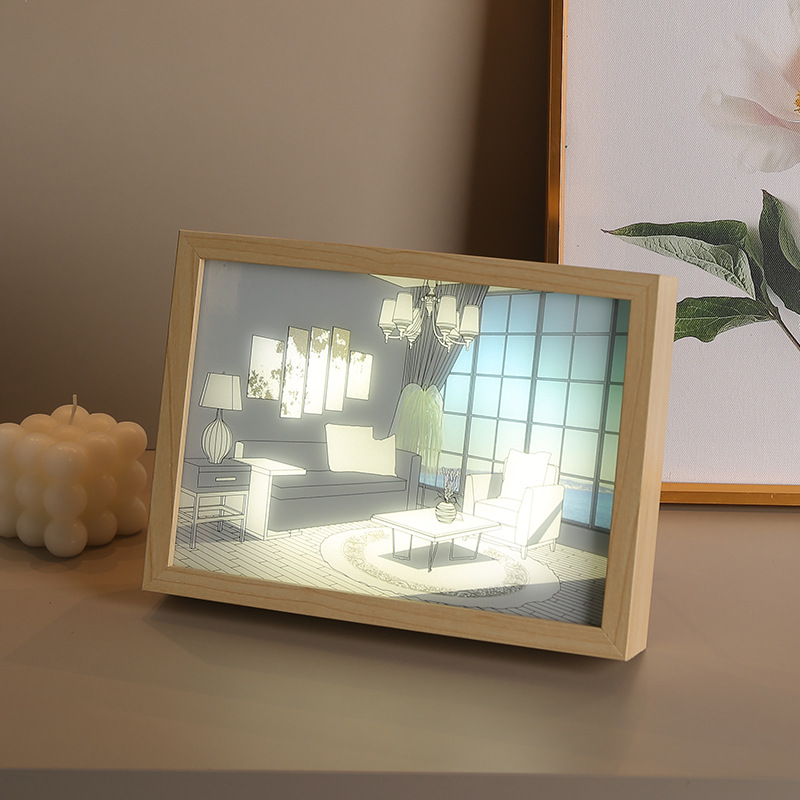 creative lighting painting decoration bedroom bedside small night lamp photo frame decoration sunshine painting couple girlfriend girlfriends gift