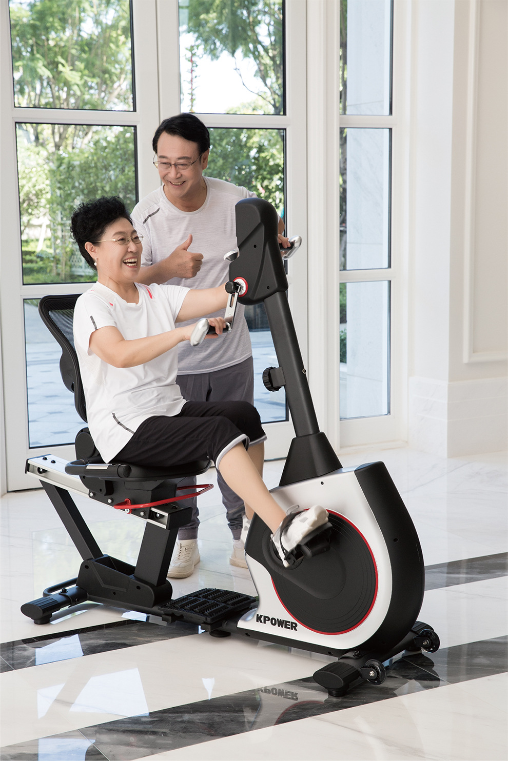 康乐佳k8745r-1磁控卧式健身车商用机中老年人上下肢训练器材