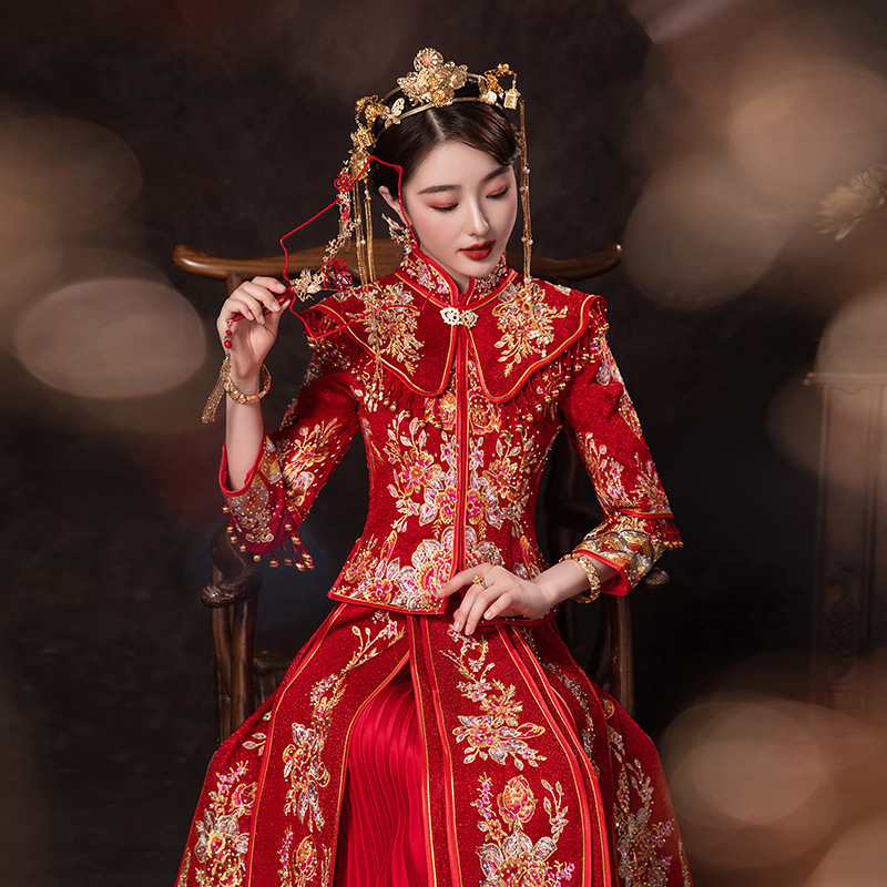 秀禾服新娘2022新款小个子中式婚纱婚礼服结婚秀和服嫁衣敬酒服女