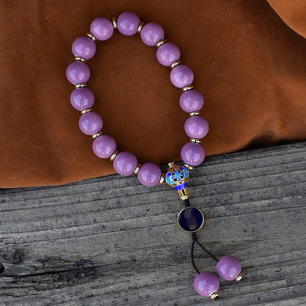 雍和宫同款香灰瓷佛珠12mm珠手串批发复古汉服风流苏配饰直播货源