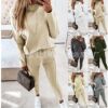 2021ebay Amazon wish AliExpress Autumn and winter Sweater High collar Long sleeve trousers leisure time suit Two piece set 2021ebay Amazon wish AliExpress Autumn and winter Sweater High collar Long sleeve trousers leisure time suit Two piece set