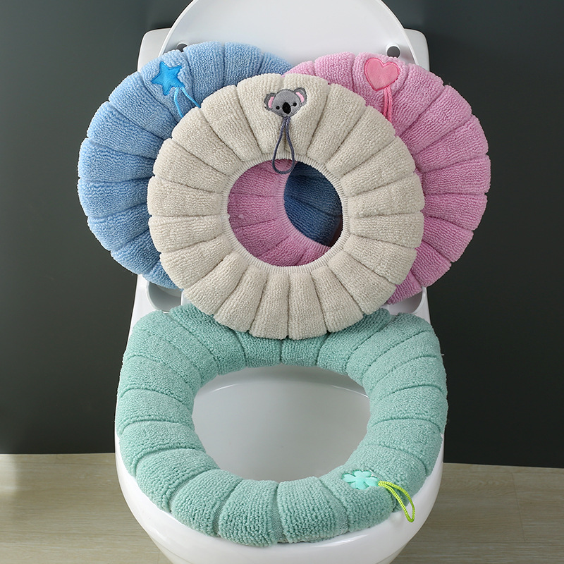 Toilet Mat O-Type Knitted Toilet Seat Thickened Washable Toilet Seat Cover Toilet Seat Cover Home Cartoon Toilet Seat