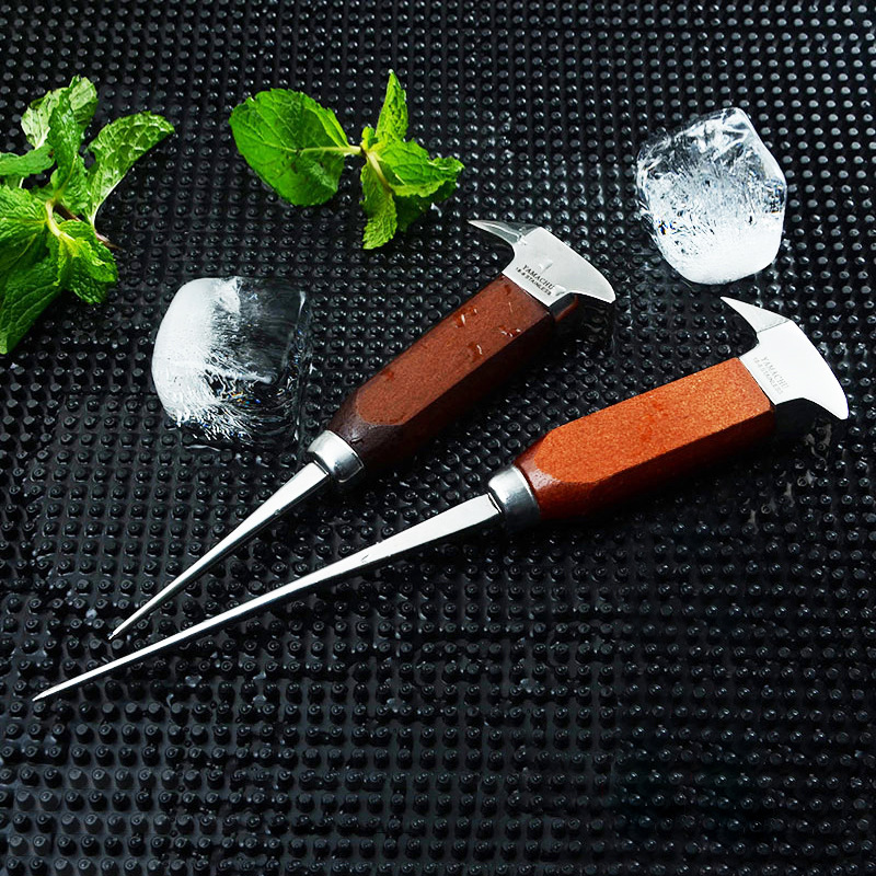 单叉戟调酒冰锥冰叉碎冰器 凿冰球冰凿冰器 冰箱除冰器木柄茶锥子