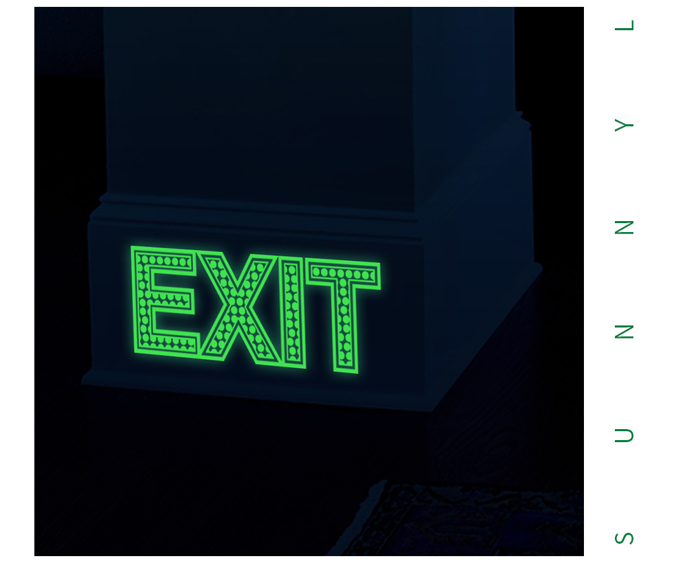 尚易夜光精雕墙贴外贸创意exit安全出口标志荧光客厅墙角墙贴y022