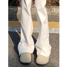 白色马蹄牛仔裤女夏季新款显瘦修身微喇叭裤170高个子加长拖地裤