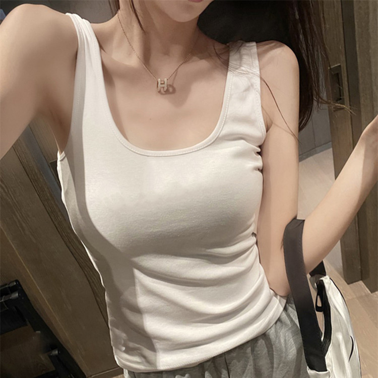 夏季白色小吊带背心女修身打底衫网红外穿工字运动上衣无袖t恤潮