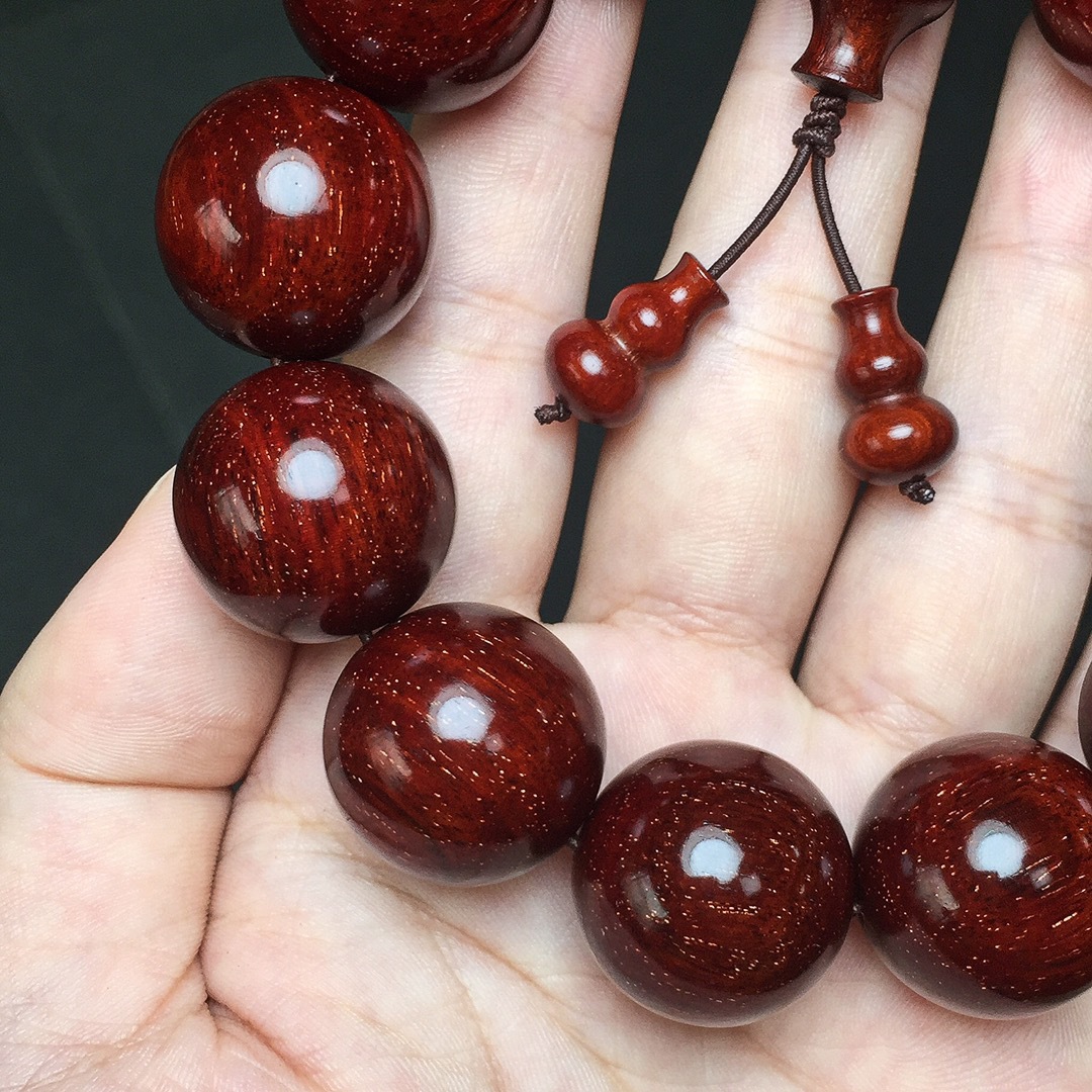 印度小叶紫檀20mm12颗满金星紫檀老料文玩佛珠手串批发紫檀手串