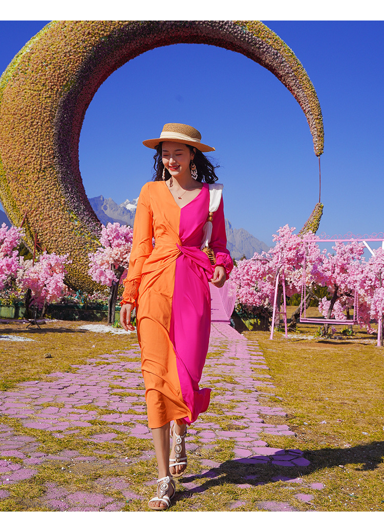 沙滩裙女草原三亚旅游沙漠拍照衣服出游海边度假丽江连衣裙