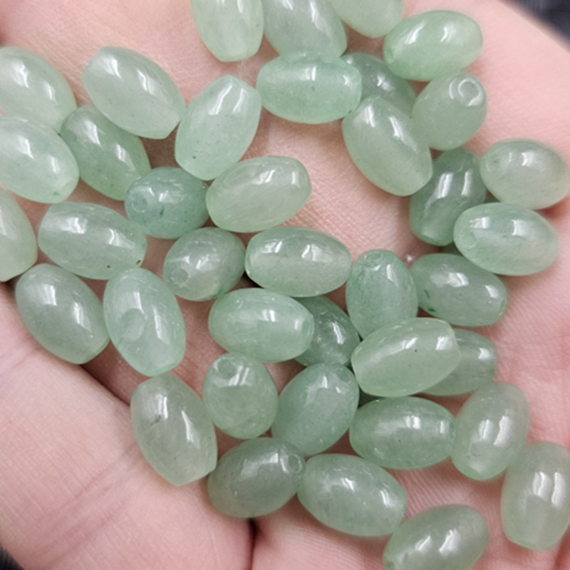 东陵玉米珠玉石散珠草绿色椭圆路路通手链项链饰品配件珠子批发