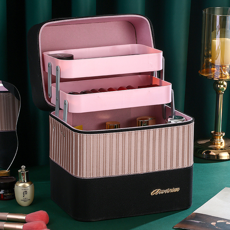 2023 New Cosmetics Storage Box High-End Generous Handheld Portable Cosmetic Case INS Advanced Sense Nail Beauty Box