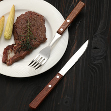 Y0G木柄西餐牛排刀餐刀牛排西餐厅刀餐刀和叉子主餐刀西餐餐刀叉