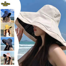 新款夏季超大檐帽子女士渔夫帽户外旅游防紫外线防晒太阳帽女遮阳