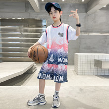 男童夏装套装速干篮球服2024新款男孩夏季短袖运动球衣服儿童装潮