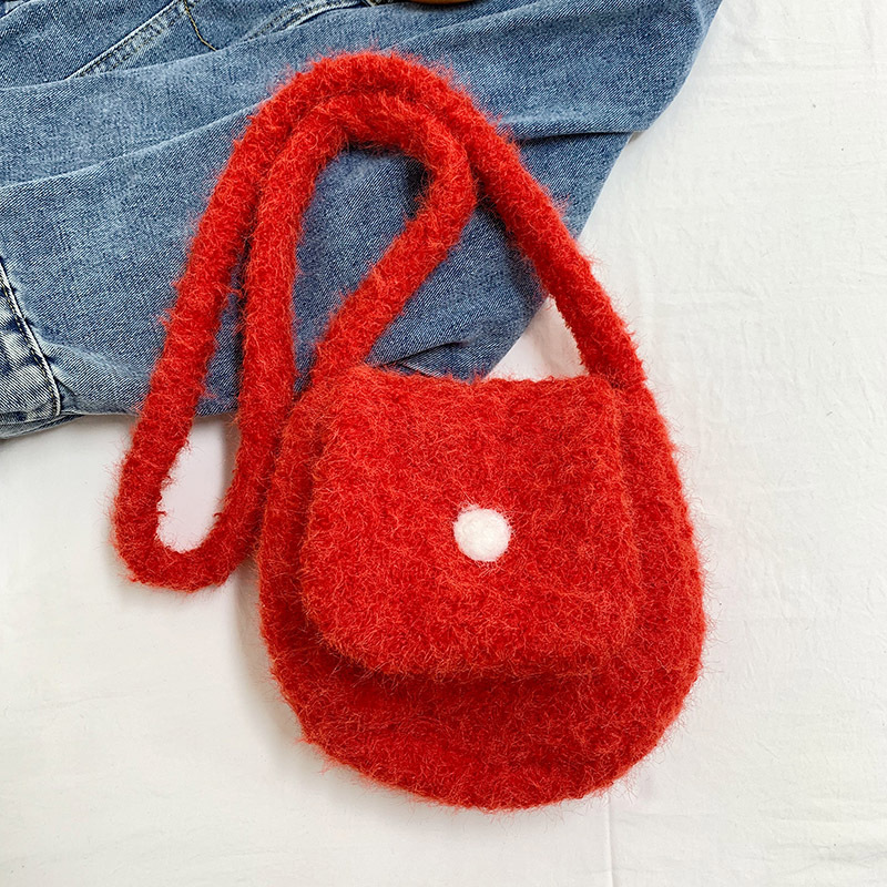 冬季森系新款韩版毛呢椭圆蛋壳包单肩包手机包毛绒斜挎包跨境包包