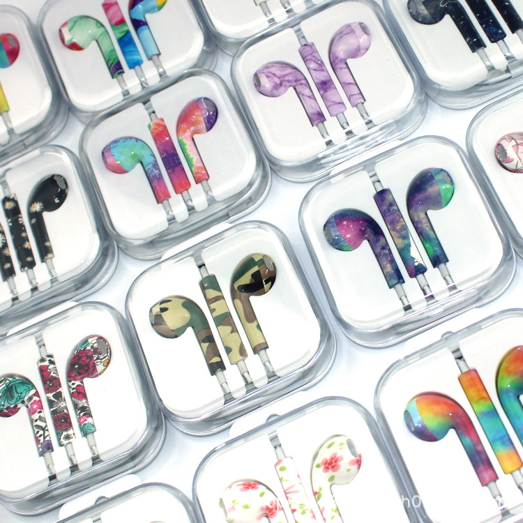 Factory Hot Selling Personalized Painted Universal Earphone Drive-by-Wire with Microphone Extra Bass Earbuds Karaoke Game Sports Headset