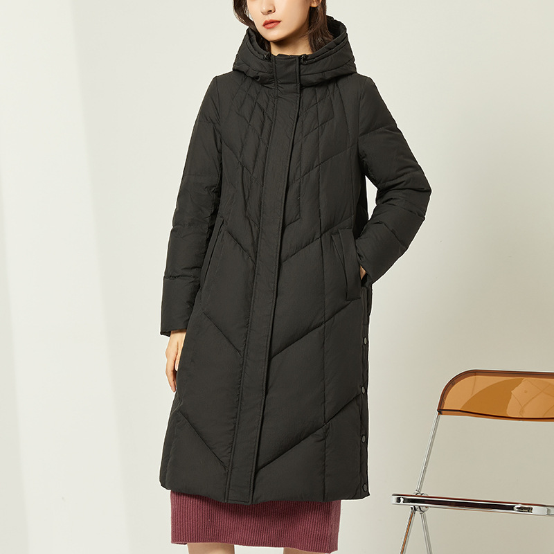 Winter down Jacket Women's Dark Jacquard Mid-Length Mom Wear down Jacket Brand Same Style Source Factory Wholesale