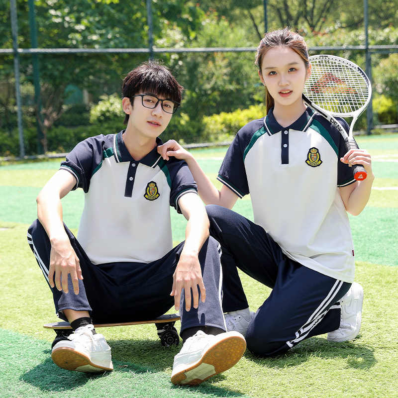 夏季校服套装中学生班服高中生学院风初中生短袖运动会毕业照服装