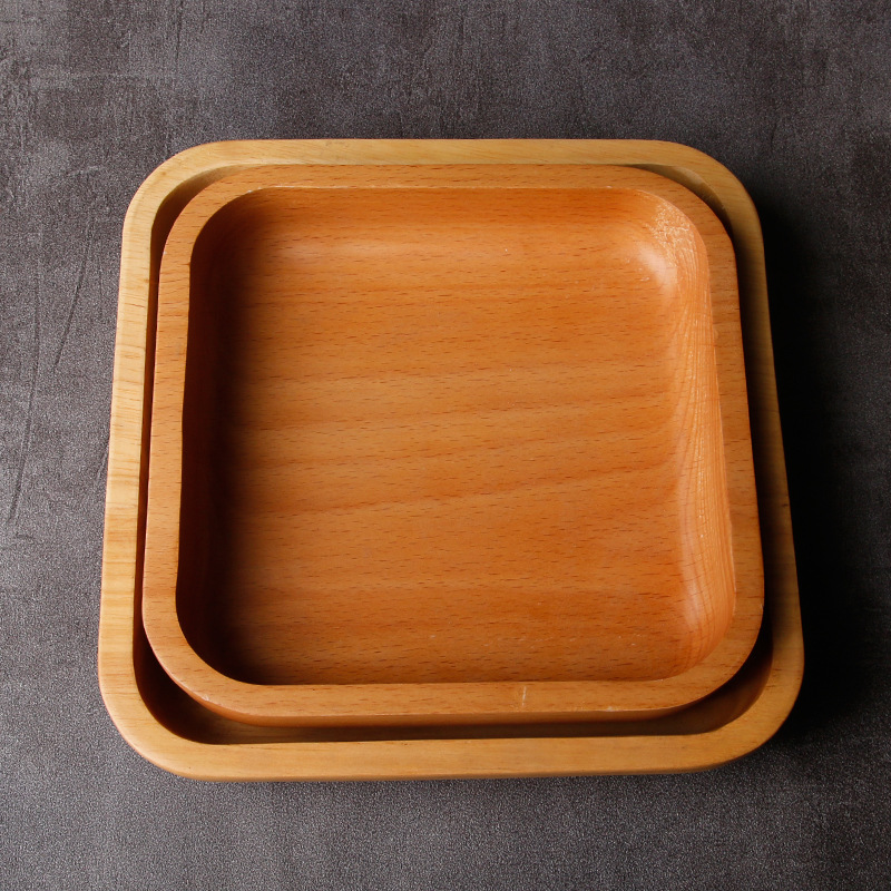 创意榉木干果盘子日式五格零食分格糖果盘客厅瓜果盒可加印logo