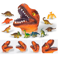 新 6.5寸恐龙头包装侏罗纪霸王龙小恐龙套装仿真动物模型手偶套装