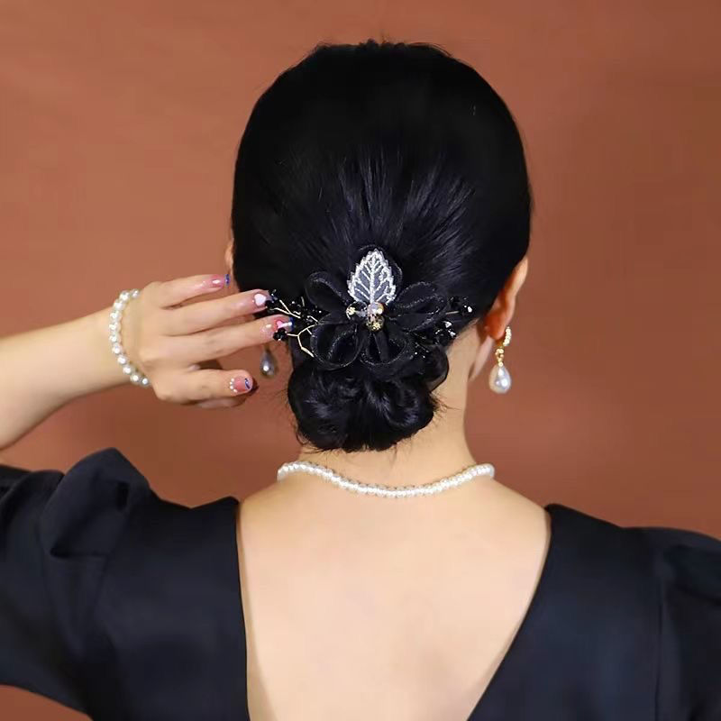 Platinum Siya TikTok Same Style Star Sea Flower Light Luxury Fabric Crystal Hair Tie Hair Accessories Headdress Flower Headband