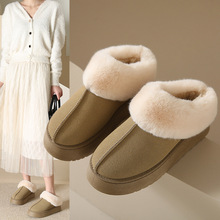 2023年冬季新款棉鞋时尚简约短筒女靴加厚一脚蹬平底雪地靴女批发