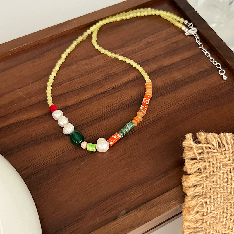 New Chinese Beaded Necklace Retro Chinese Style Temperamental Minority Design Personality All-Match Necklace Clavicle Chain Accessories