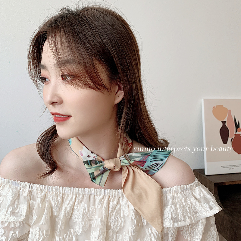 法式复古丝巾发带女绑发头绳带飘带丝带头饰2021年新款扎马尾超仙