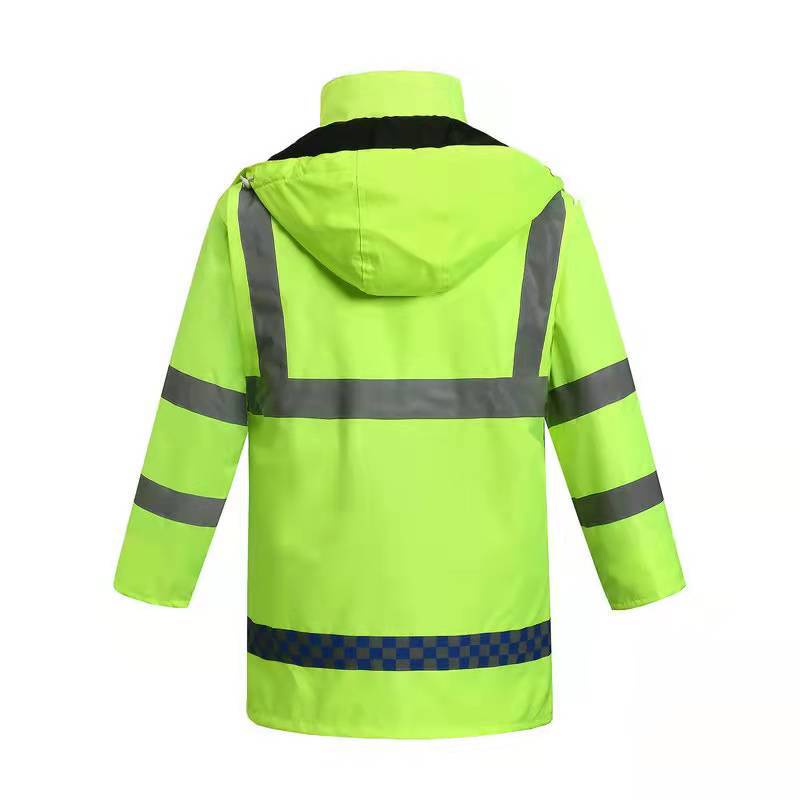Traffic Duty Reflective Cotton-Padded Removable Liner Rain-Proof Split Raincoat Thickened Cold Protection Thermal Fire-Fighting Raincoat