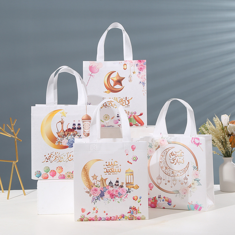 cross-border white non-woven fabric bags moon printed tote bag festival gift bag wholesale party gift bag manufacturer