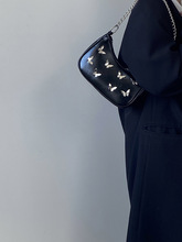 新中式蝴蝶黑色链条包女感软皮质感手提包休闲单肩包斜挎包