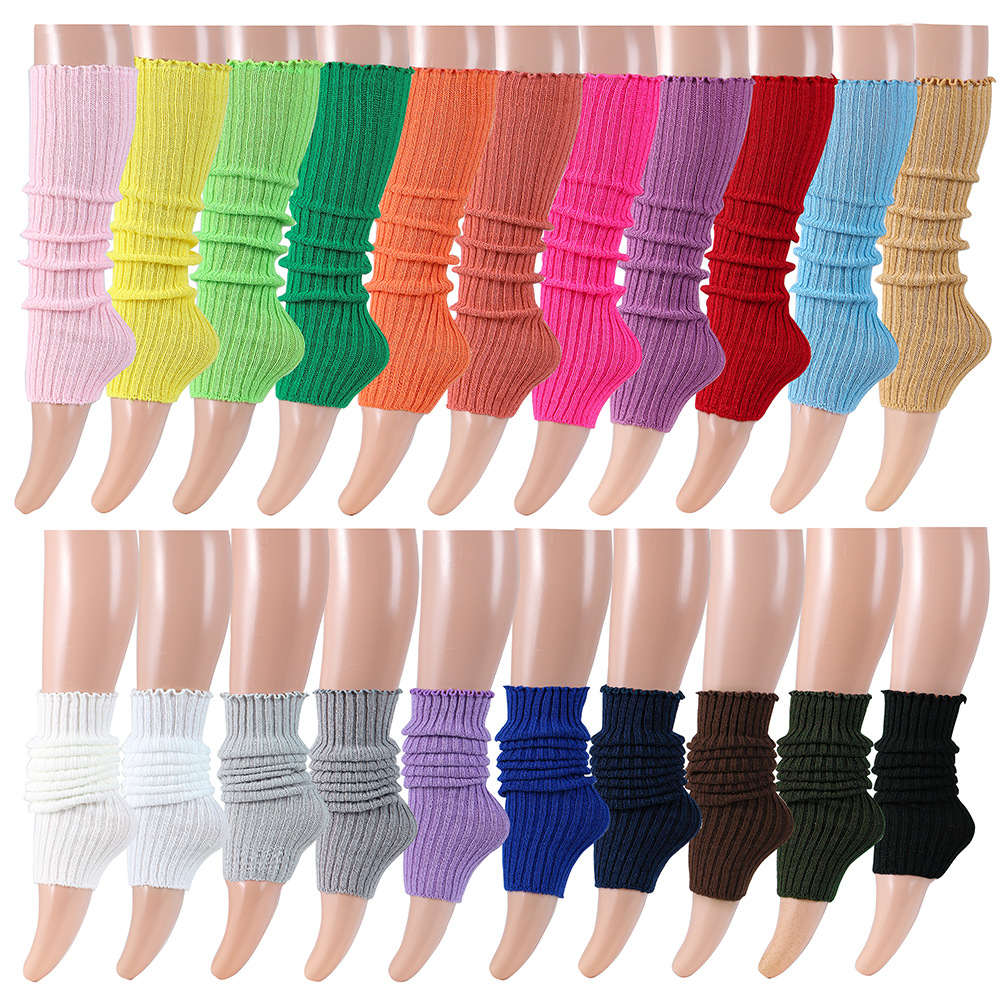 Women's Warm Feet Set Halloween Dress up Accessories Party Thick Leg Warmer Spring and Autumn Colorful Fluorescent Wool Knitted Leg Warmers