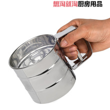 小号手压式不锈钢面粉筛杯410不锈钢面粉筛  厨房用具