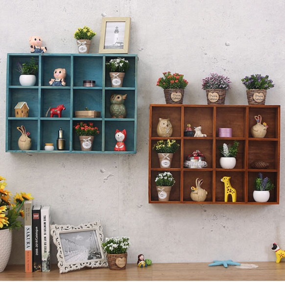 实木收纳格服饰店墙面置物架创意装饰品墙上壁饰小挂件壁挂-阿里巴巴