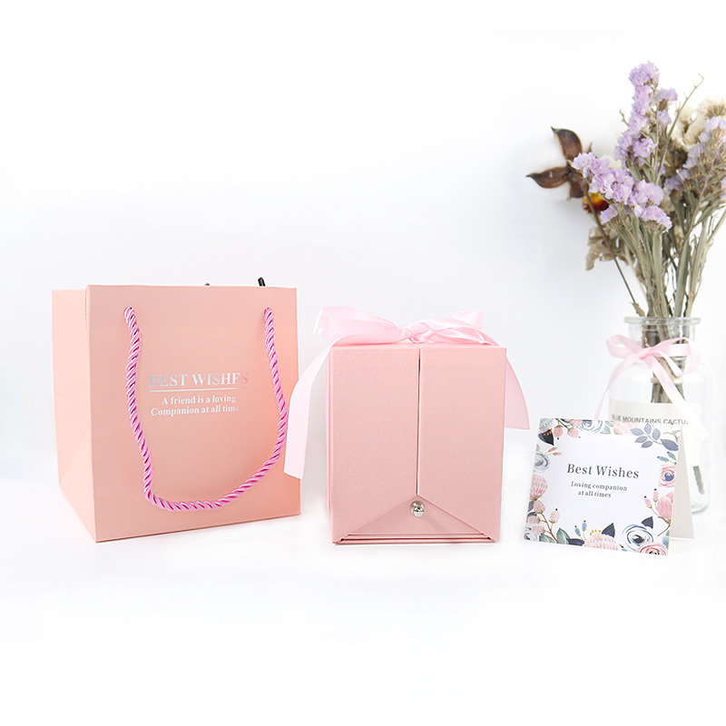 Yongsheng Soap Flower Jewelry Box Double Open Acrylic Rose Jewelry Box Bow Bracelet Necklace Gift Box