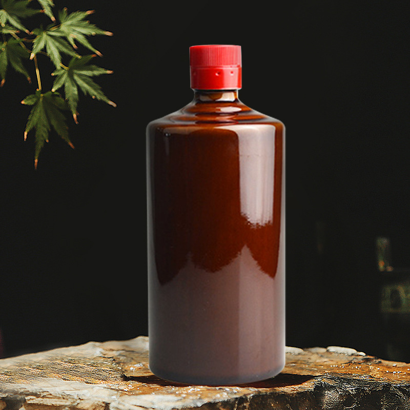 厂家直供封坛茅形瓶陶瓷酒瓶泥巴色密封简约储酒器加工定制