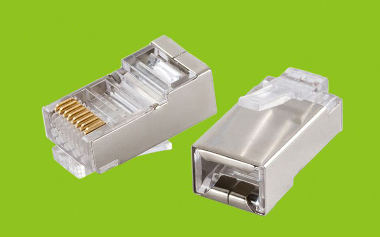 晶华六类水晶头 cat6双屏蔽8p8c镀金网络水晶头 rj45网络线接线头