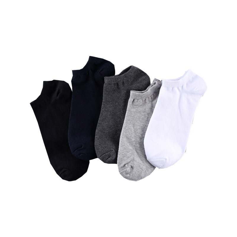 Socks Male Socks Spring and Summer Men's Boat Socks Solid Color Breathable Sports Cotton Socks Thin Black and White Men's Socks in Stock Wholesale