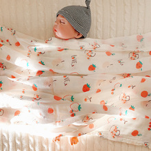 T9J5宝宝浴巾包巾婴儿纯棉纱布竹纤维新生儿婴儿襁褓包被盖毯超薄
