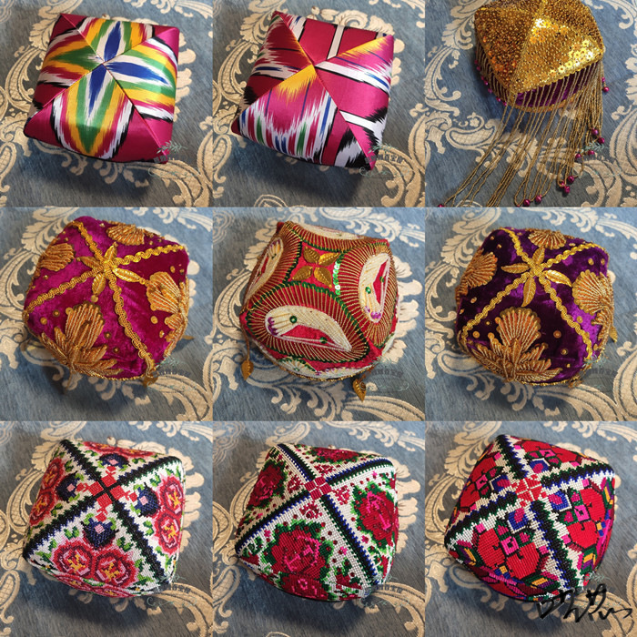 新疆舞帽子带辫子新疆花帽舞蹈头戴维吾尔帽新疆演出汇演广场舞